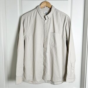 H&M Cream Corduroy Button-Down Shirt – Classic Streetwear, Men's Large